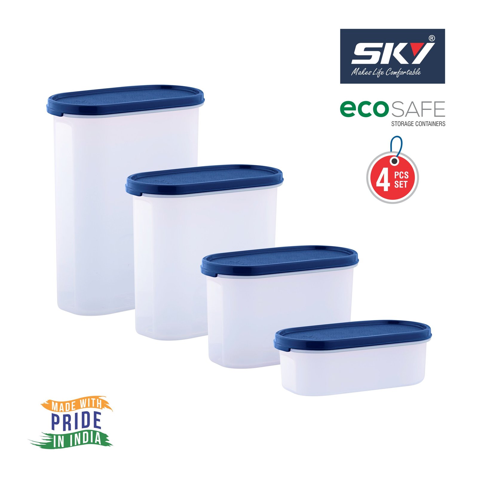 001 SKY OVAL CONTAINER 600-1200-1800-2400 ML 4 PCS SET IMAGES - 2