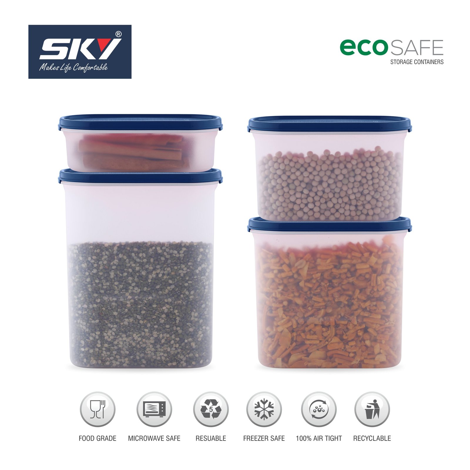 001 SKY OVAL CONTAINER 600-1200-1800-2400 ML 4 PCS SET IMAGES - 4