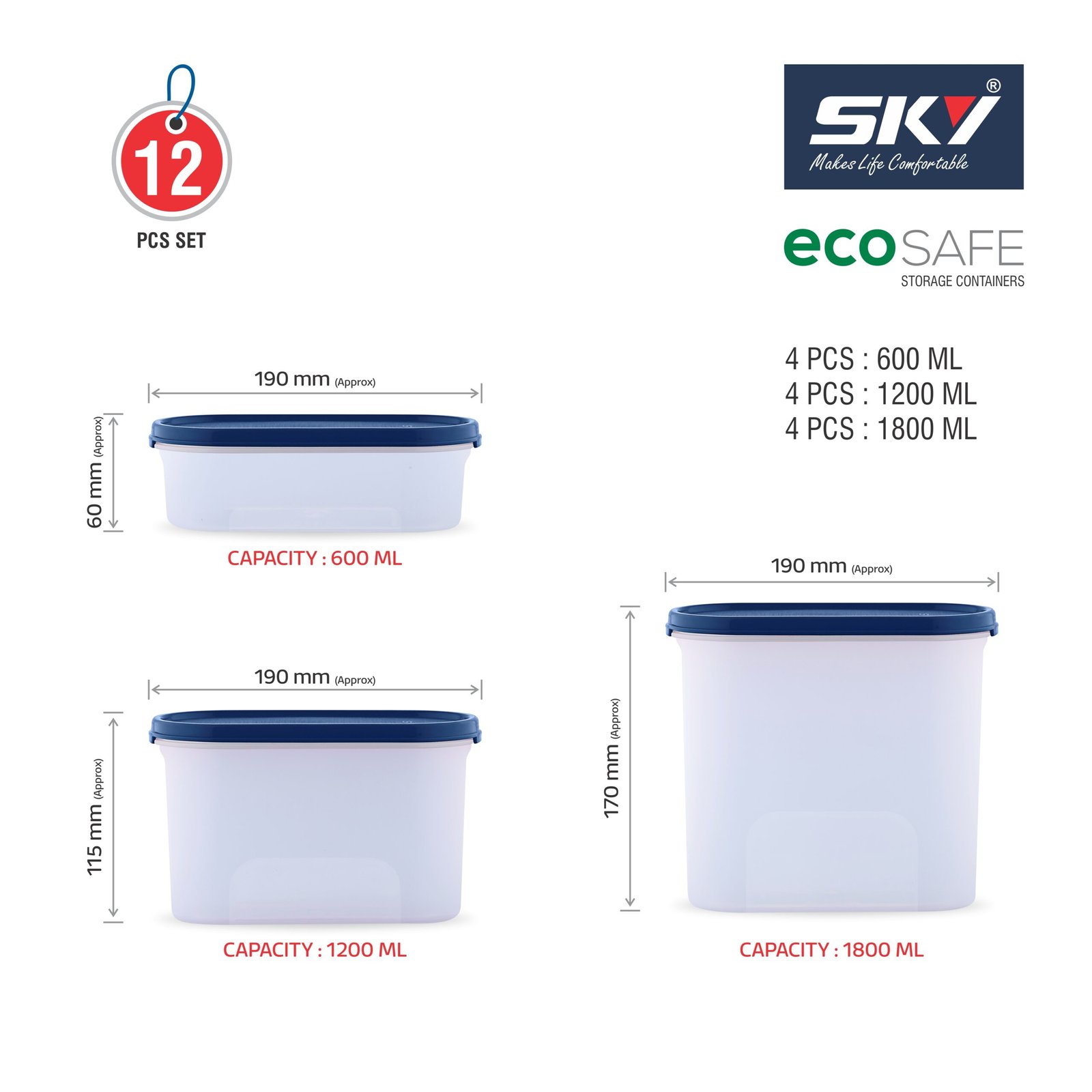 006 SKY OVAL CONTAINER 600-1200-1800 12 PCS SET IMAGES - 5